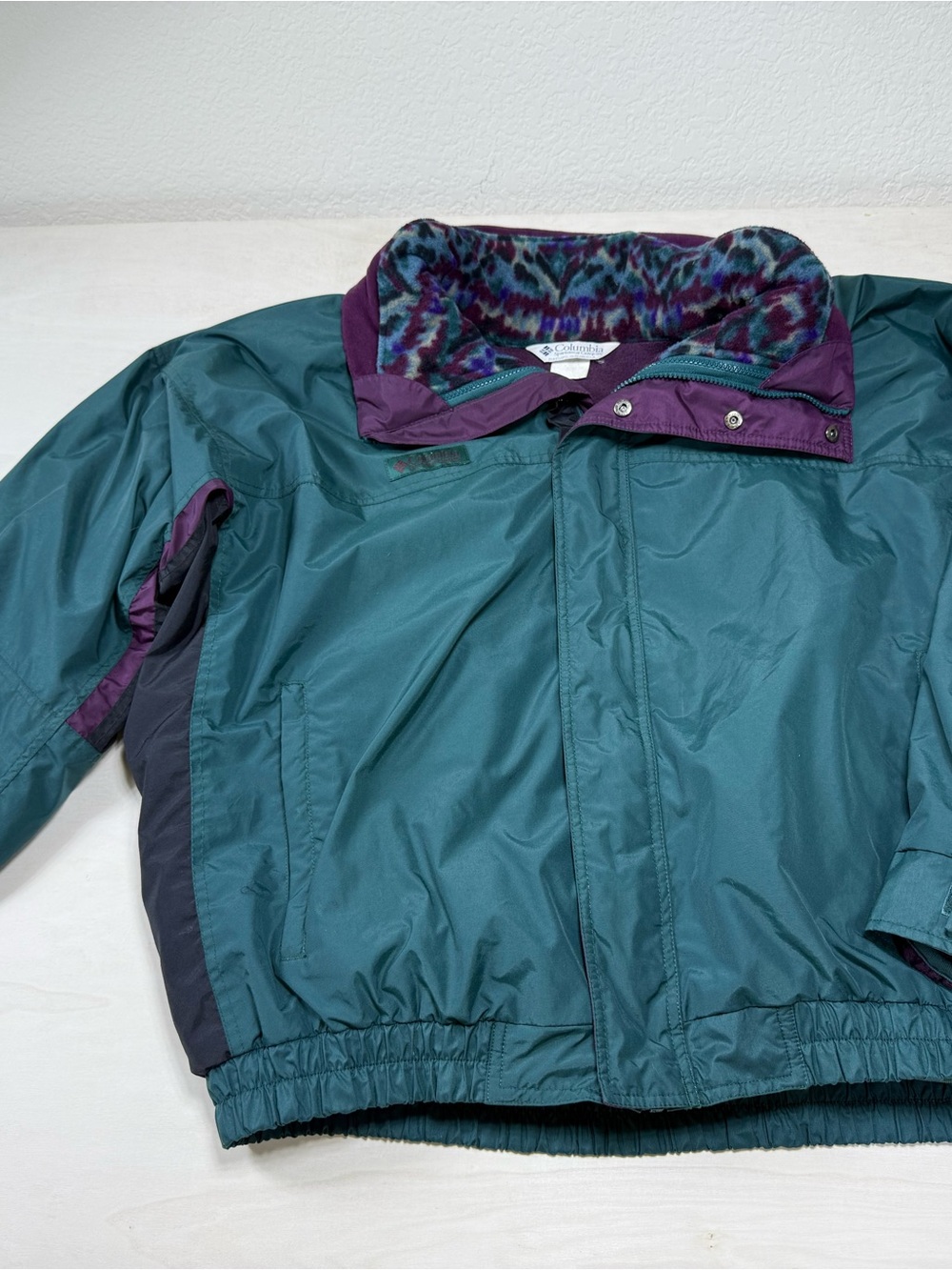 Columbia Teal Jacket with Purple Trim